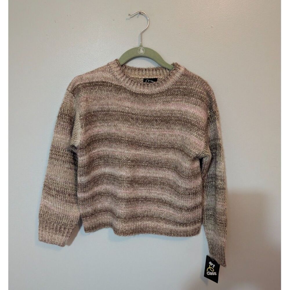 Art Class Girls Striped Pullover Sweater Sleepy Rose Size M(7/8) NWT